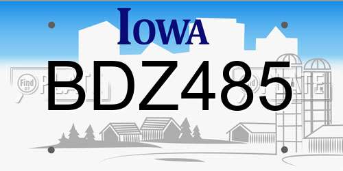 BDZ485 Iowa License Plate