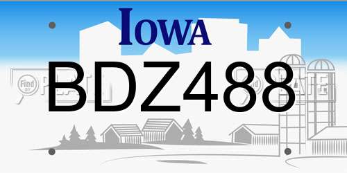 BDZ488 Iowa License Plate