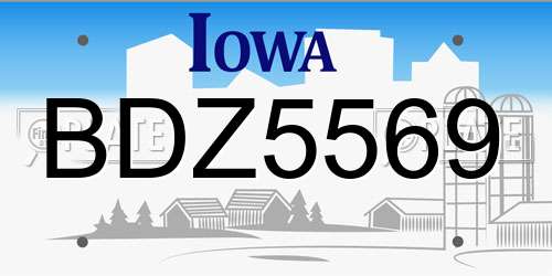 BDZ5569 Iowa License Plate