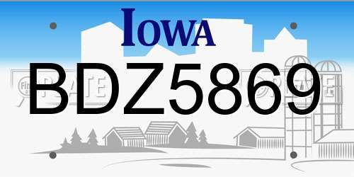 BDZ5869 Iowa License Plate