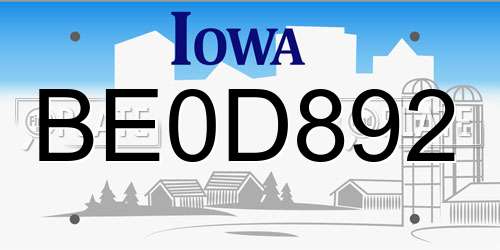 BE0D892 Iowa License Plate