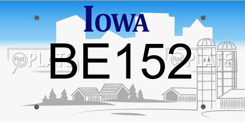 BE152 Iowa License Plate
