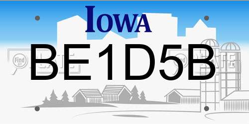 BE1D5B Iowa License Plate