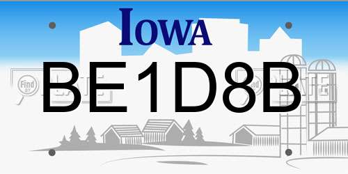 BE1D8B Iowa License Plate