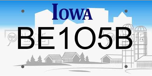 BE1O5B Iowa License Plate
