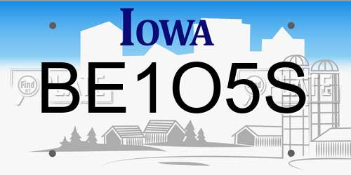 BE1O5S Iowa License Plate