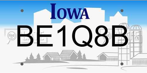 BE1Q8B Iowa License Plate