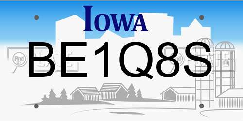 BE1Q8S Iowa License Plate
