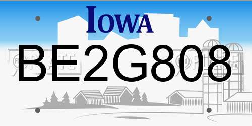 BE2G808 Iowa License Plate