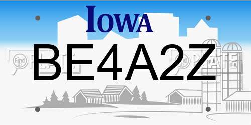 BE4A2Z Iowa License Plate