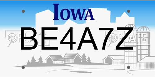 BE4A7Z Iowa License Plate