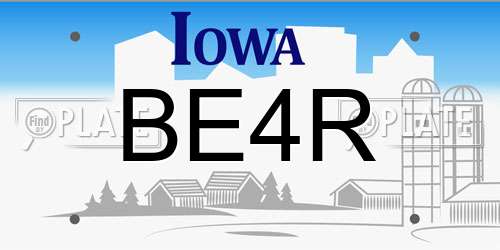 BE4R Iowa License Plate