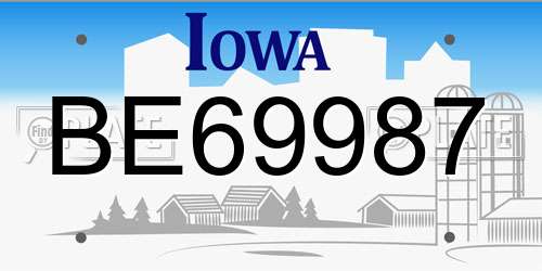 BE69987 Iowa License Plate