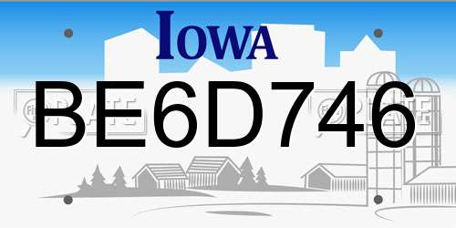 BE6D746 Iowa License Plate