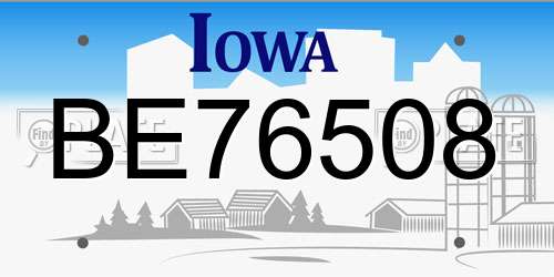 BE76508 Iowa License Plate