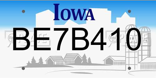 BE7B410 Iowa License Plate
