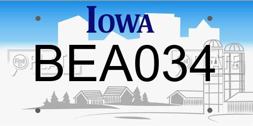 BEA034 Iowa License Plate