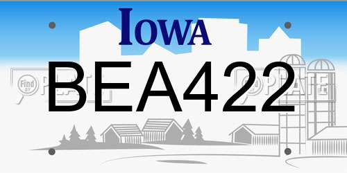 BEA422 Iowa License Plate