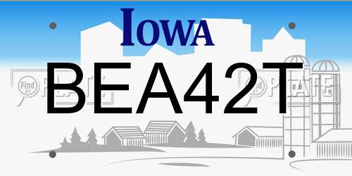 BEA42T Iowa License Plate