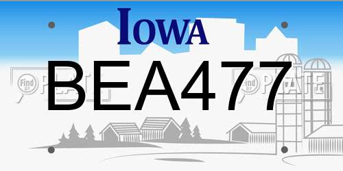 BEA477 Iowa License Plate