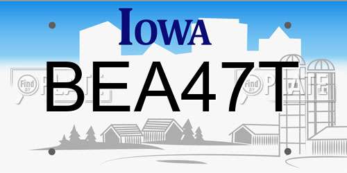 BEA47T Iowa License Plate