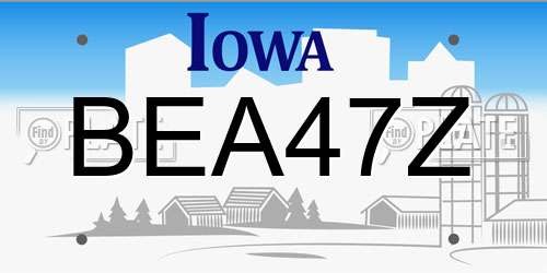 BEA47Z Iowa License Plate