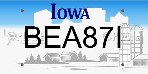 BEA87I Iowa License Plate