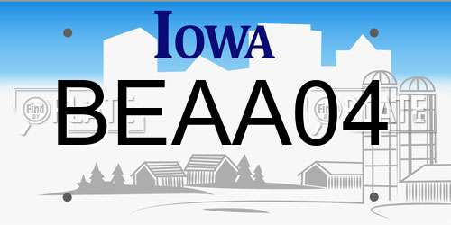 BEAA04 Iowa License Plate