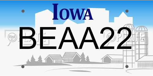 BEAA22 Iowa License Plate