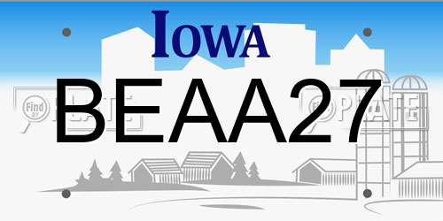 BEAA27 Iowa License Plate