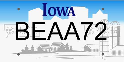 BEAA72 Iowa License Plate