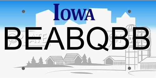BEABQBB Iowa License Plate