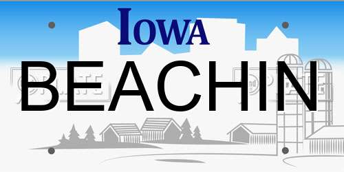 BEACHIN Iowa License Plate
