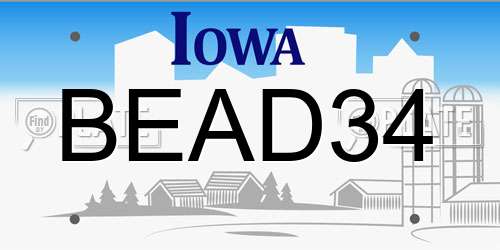 BEAD34 Iowa License Plate