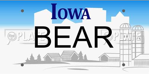 BEAR Iowa License Plate
