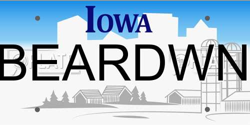 BEARDWN Iowa License Plate