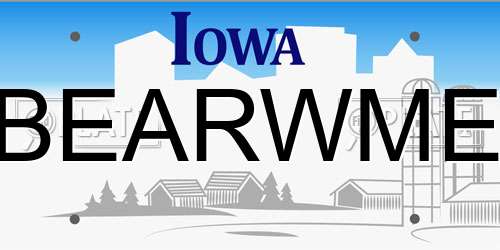 BEARWME Iowa License Plate