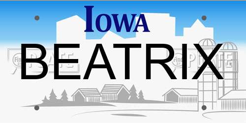 BEATRIX Iowa License Plate