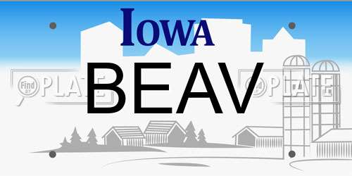 BEAV Iowa License Plate
