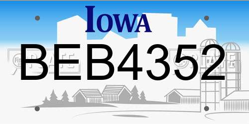 BEB4352 Iowa License Plate