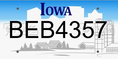BEB4357 Iowa License Plate