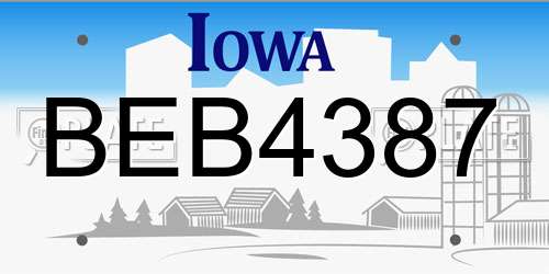 BEB4387 Iowa License Plate