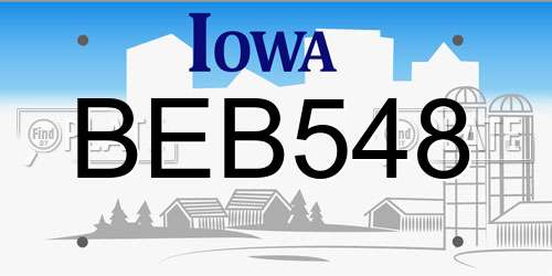 BEB548 Iowa License Plate