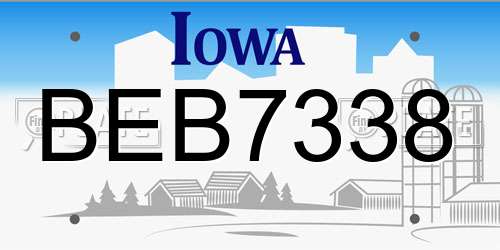 BEB7338 Iowa License Plate
