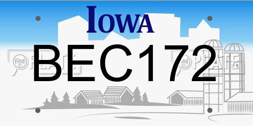 BEC172 Iowa License Plate