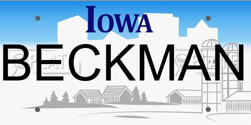 BECKMAN Iowa License Plate