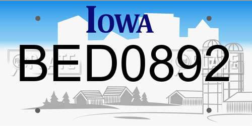 BED0892 Iowa License Plate