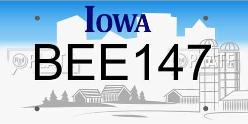 BEE147 Iowa License Plate