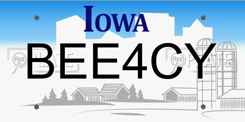 BEE4CY Iowa License Plate