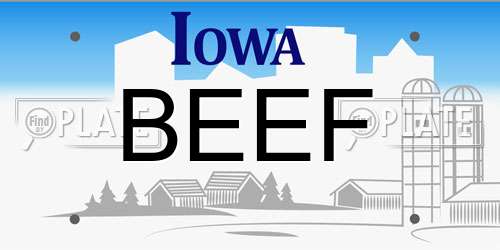 BEEF Iowa License Plate